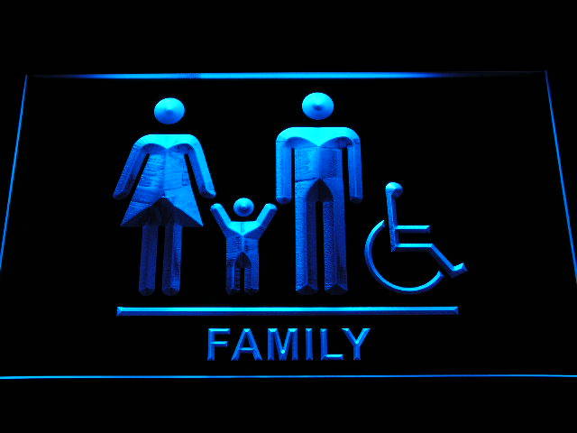 Family Toilet Unisex Men Women Disabled Restroom Neon Light Sign